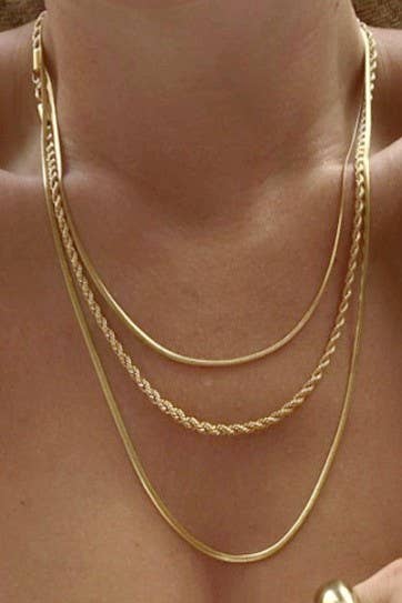 18K Stainless Steel Tarnish Free Layere Necklace | 40NK9548