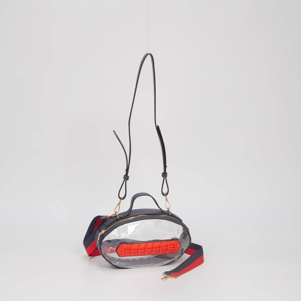 TG10695 Clear Gameday Football Stitch Detail Crossbody Bag