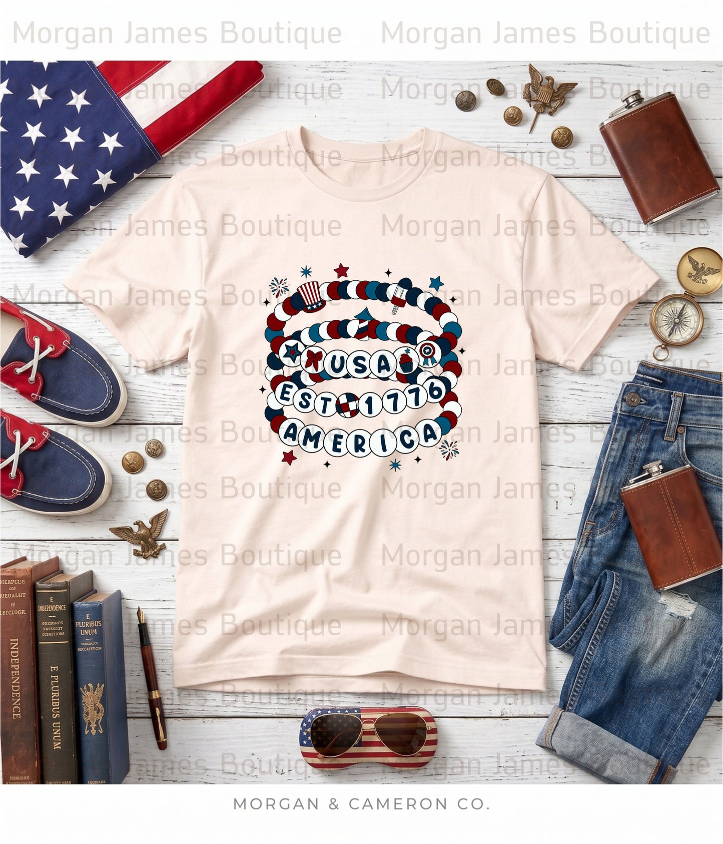 Retro Americana Beaded Ring Graphic Tee