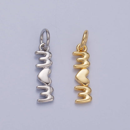 24K Gold Filled "MOM" Heart Script Charm in Gold & Silver | W789