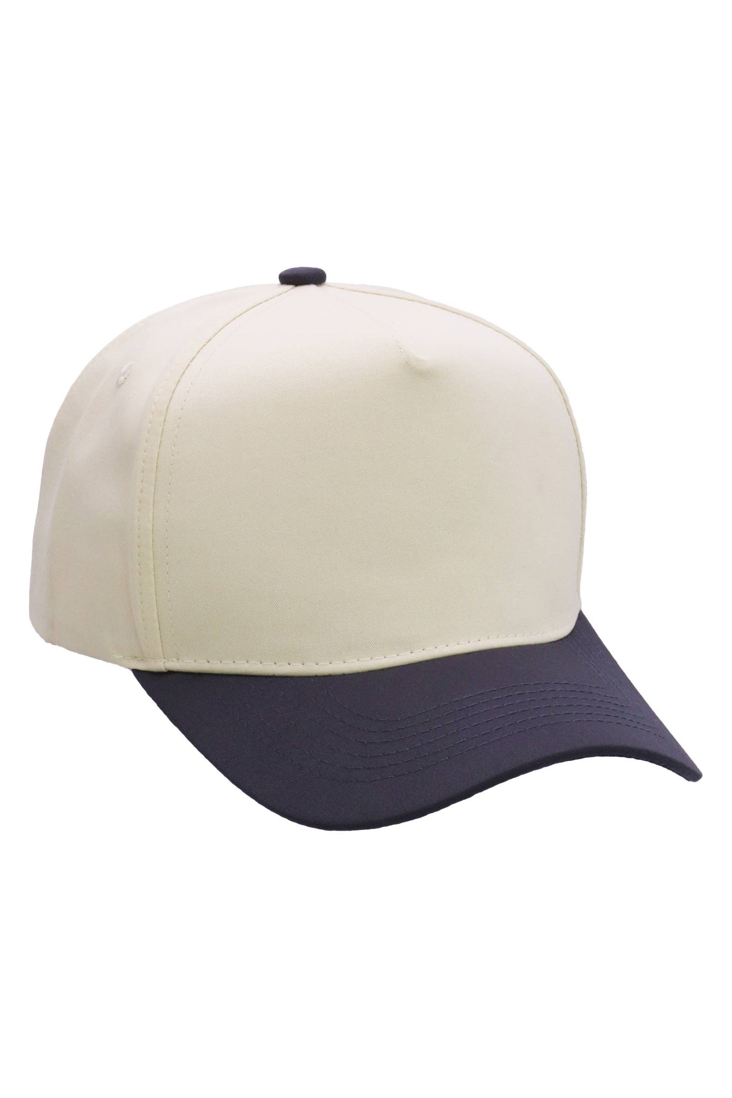Two Tone Beige Upper Five Panel Baseball Cap