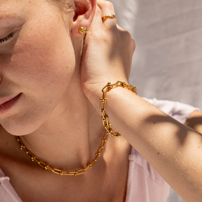 18K Gold PVD Stainless Steel Hardware Chain Bracelet