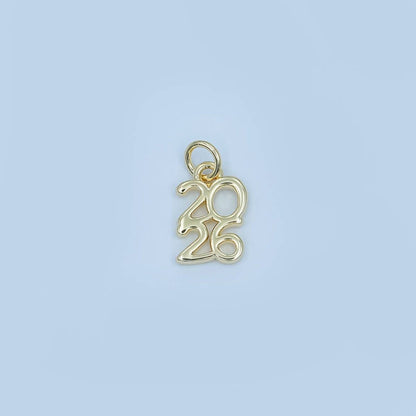 24K Gold Filled "2026" Year Script Minimalist Charm | N094