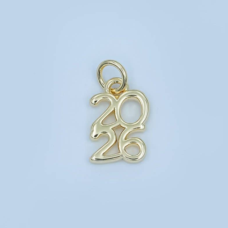 24K Gold Filled "2026" Year Script Minimalist Charm | N094