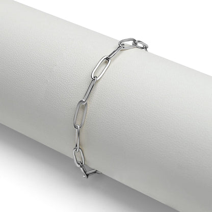 Stainless Steel Paperclip with Charm Keeper Chain Bracelet