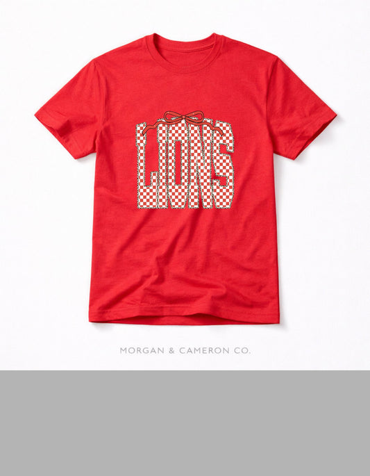 Lions Coquette Bow Checkerboard Tee