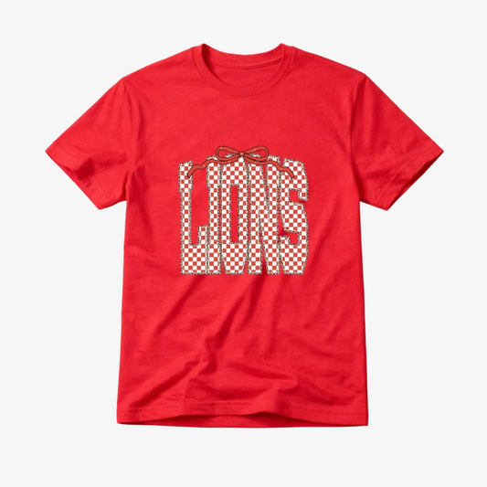Lions Coquette Bow Checkerboard Tee
