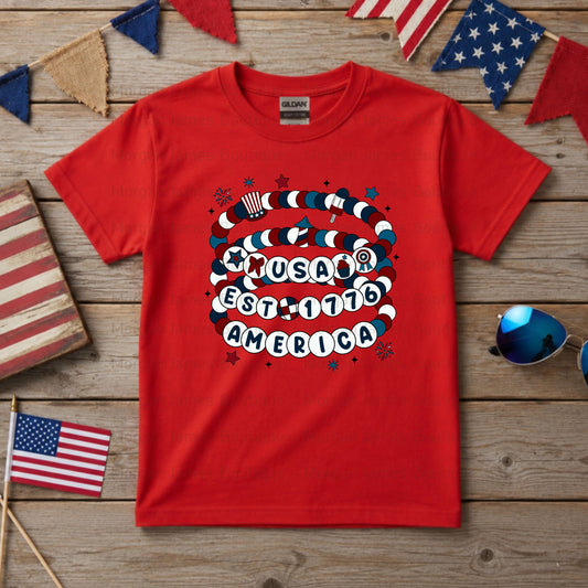 USA Beaded Bracelet Tee – Youth