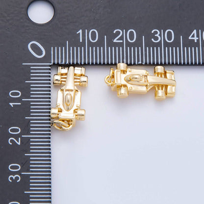 18K Gold Filled 23mm Mini Race Sports Car Minimalist Multidimensional Charm | C-623
