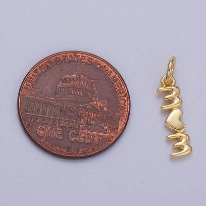 24K Gold Filled "MOM" Heart Script Charm in Gold & Silver | W789