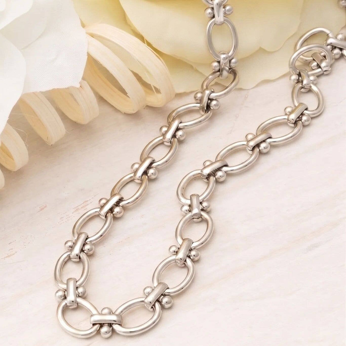 Stainless Steel Round and Bead Chain Necklace