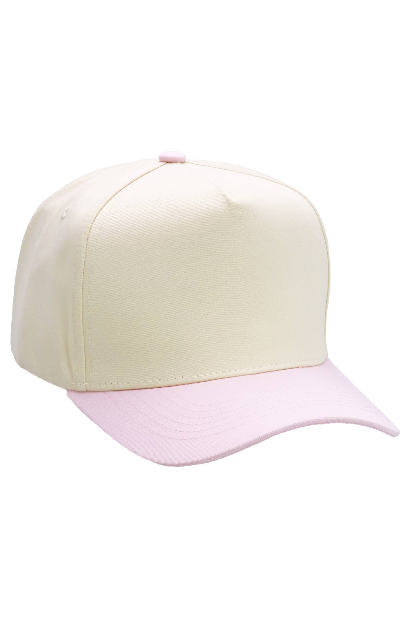 Two Tone Beige Upper Five Panel Baseball Cap