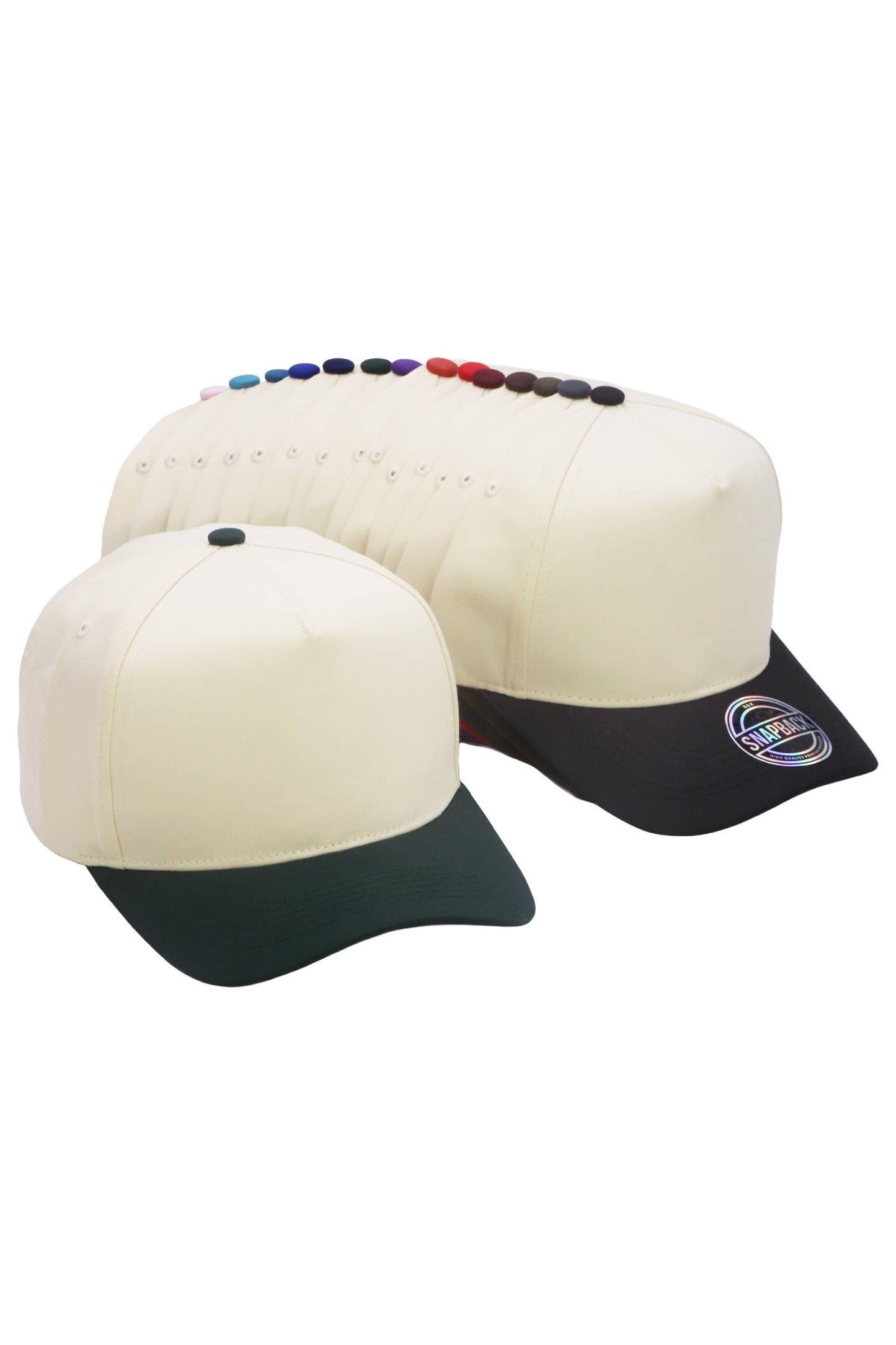 Two Tone Beige Upper Five Panel Baseball Cap