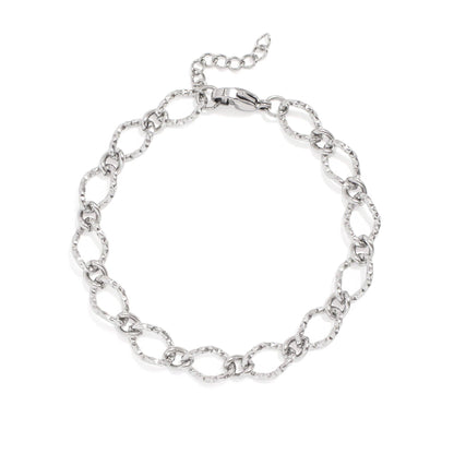 18K Gold PVD Stainless Steel Hammered Oval Chain Bracelet