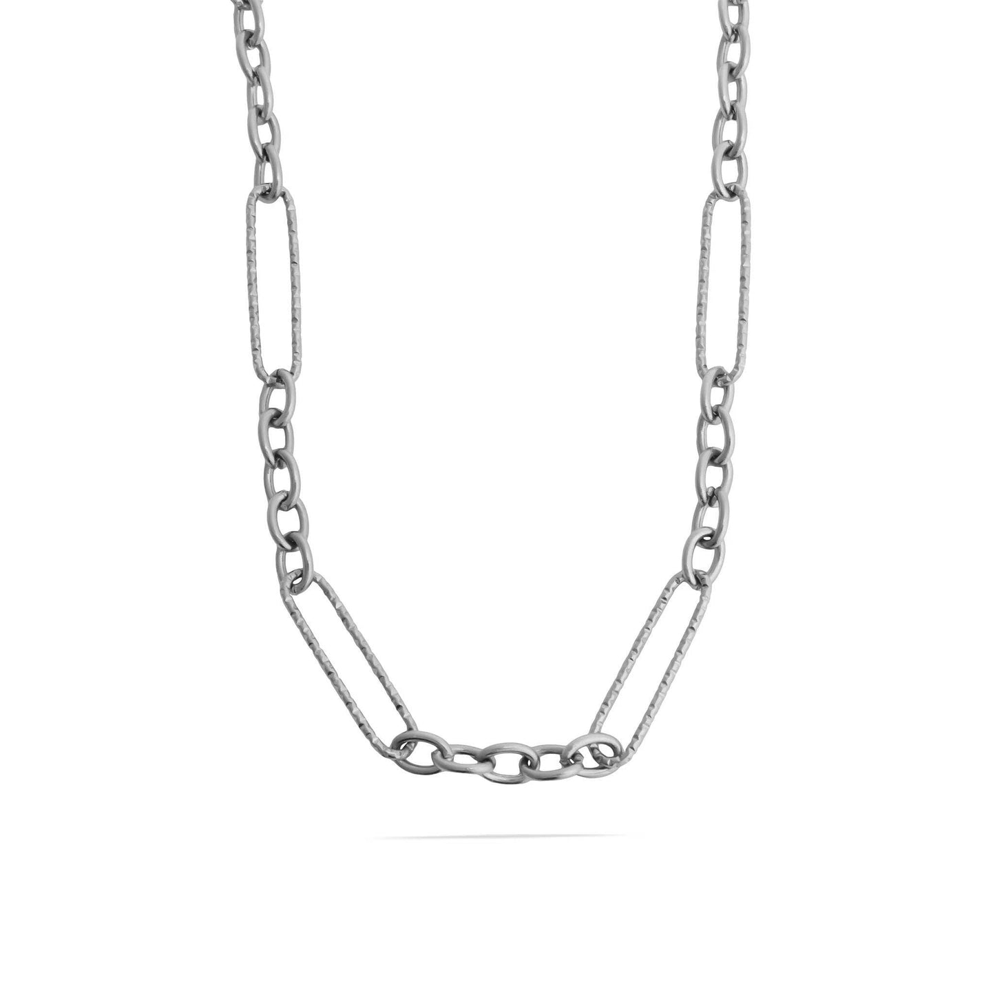 Gold Stainless Steel Long Paperclip Textured Chain Necklace