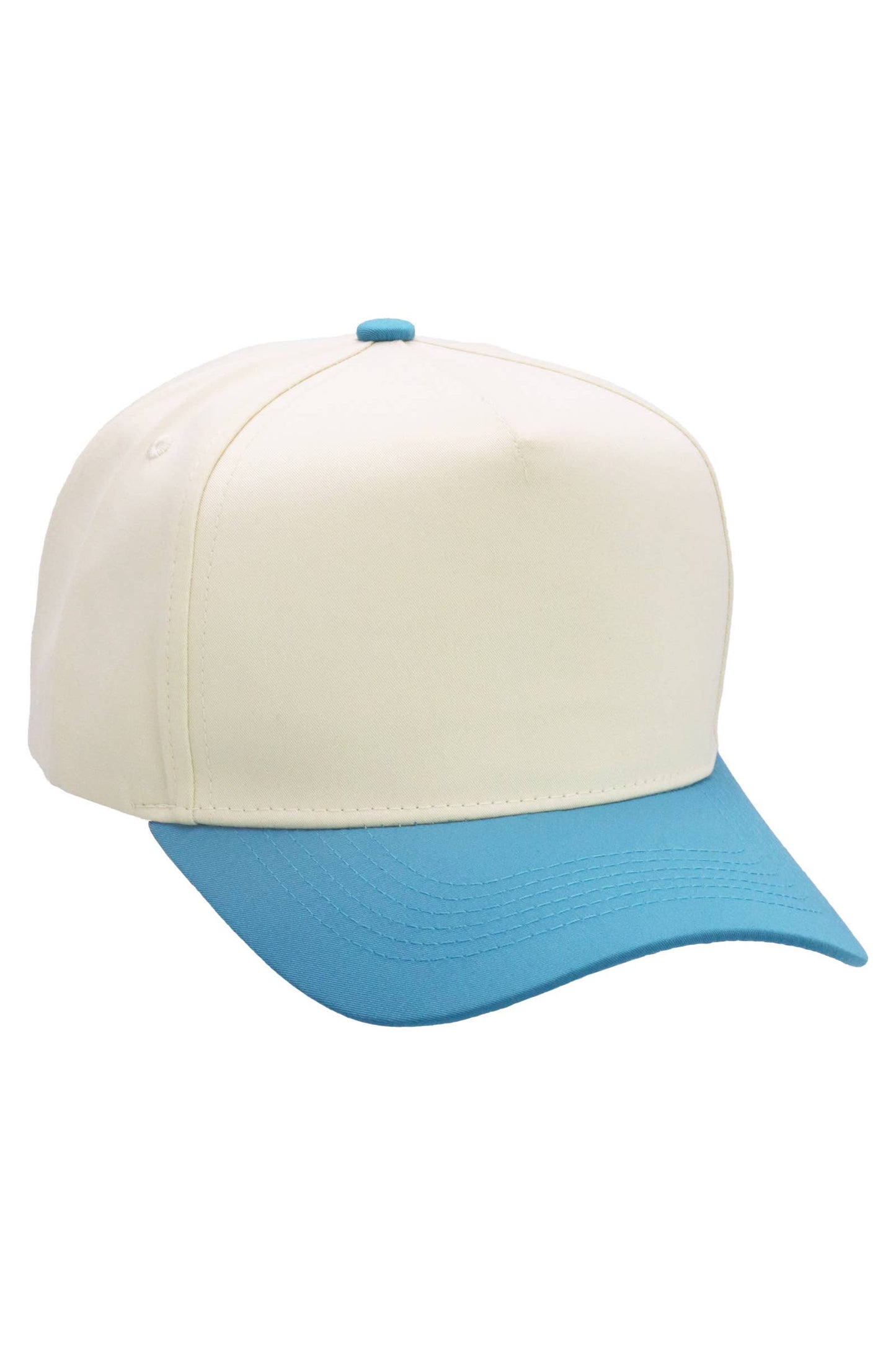 Two Tone Beige Upper Five Panel Baseball Cap