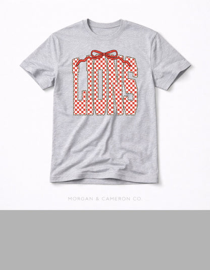 Lions Coquette Bow Checkerboard Tee