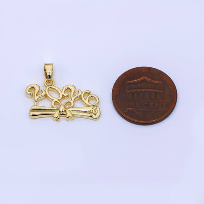 24K Gold Filled 13.5mm Year of 2026 Diploma Graduation Pendant | AA1562