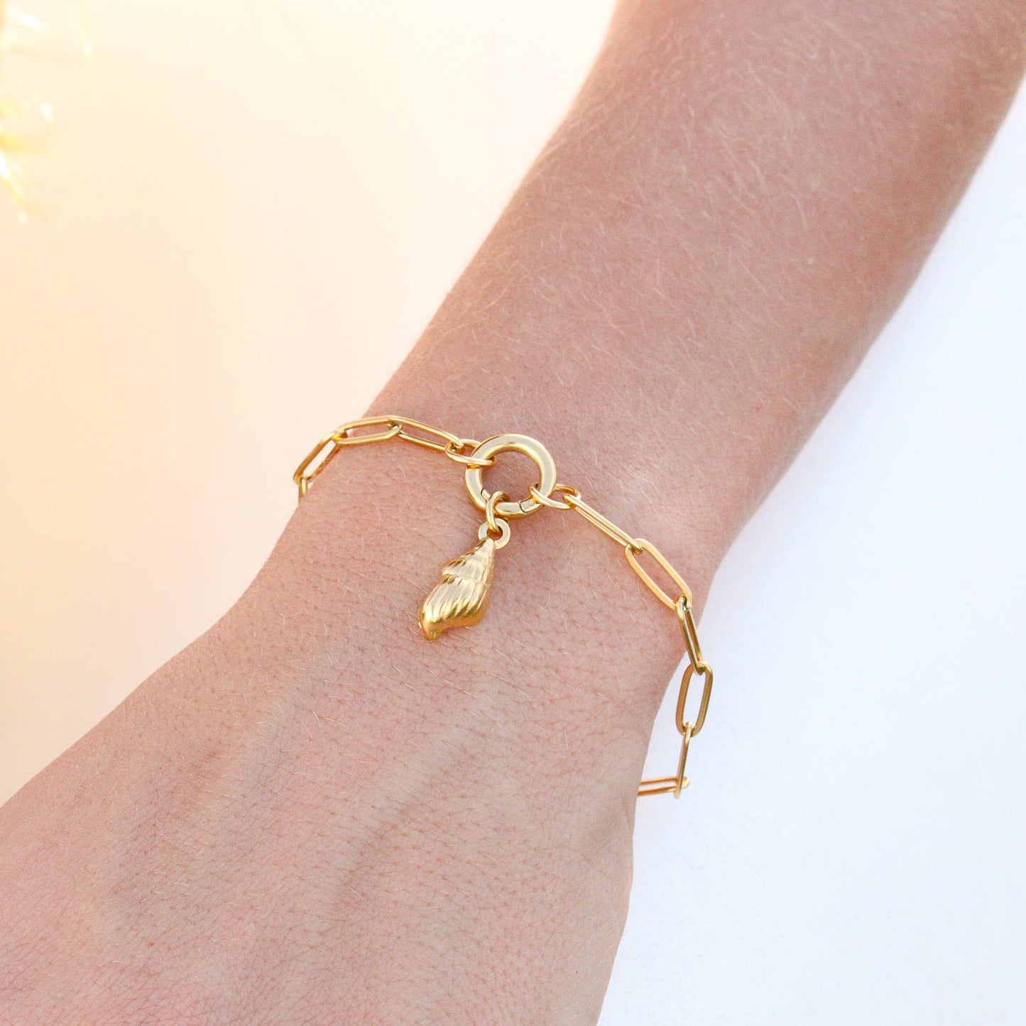 Stainless Steel Paperclip with Charm Keeper Chain Bracelet