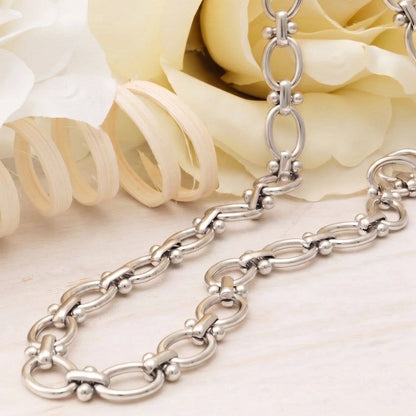 Stainless Steel Round and Bead Chain Necklace