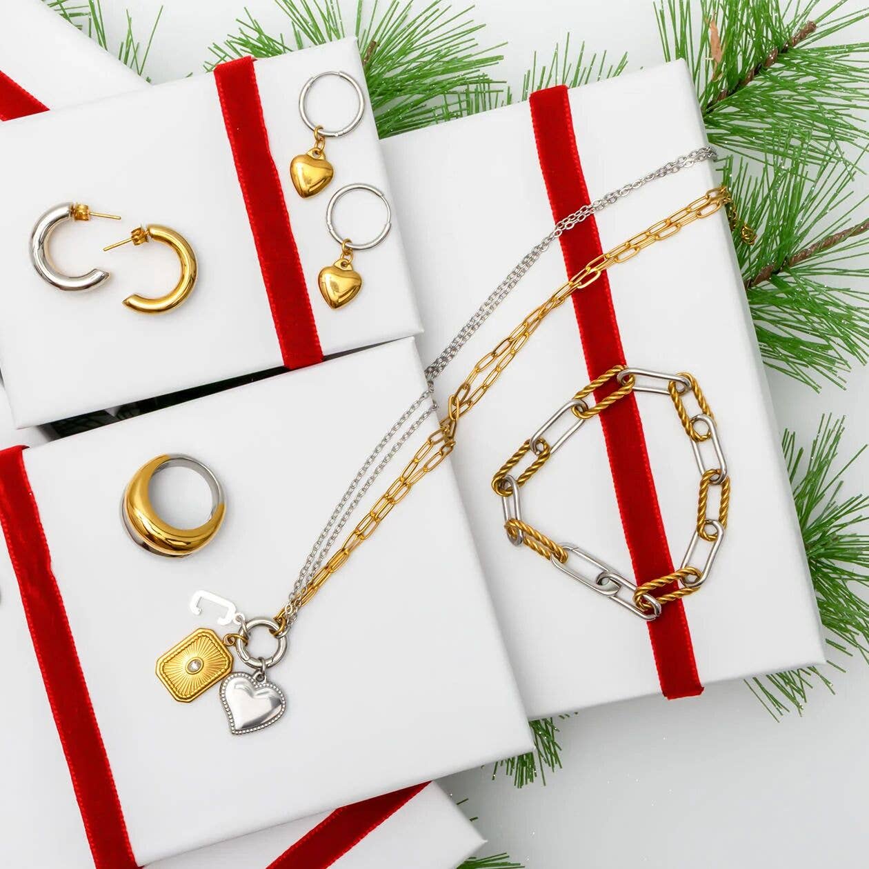 18K Gold Stainless Steel Mixed Metal Twist Chain Bracelet