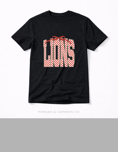 Lions Coquette Bow Checkerboard Tee