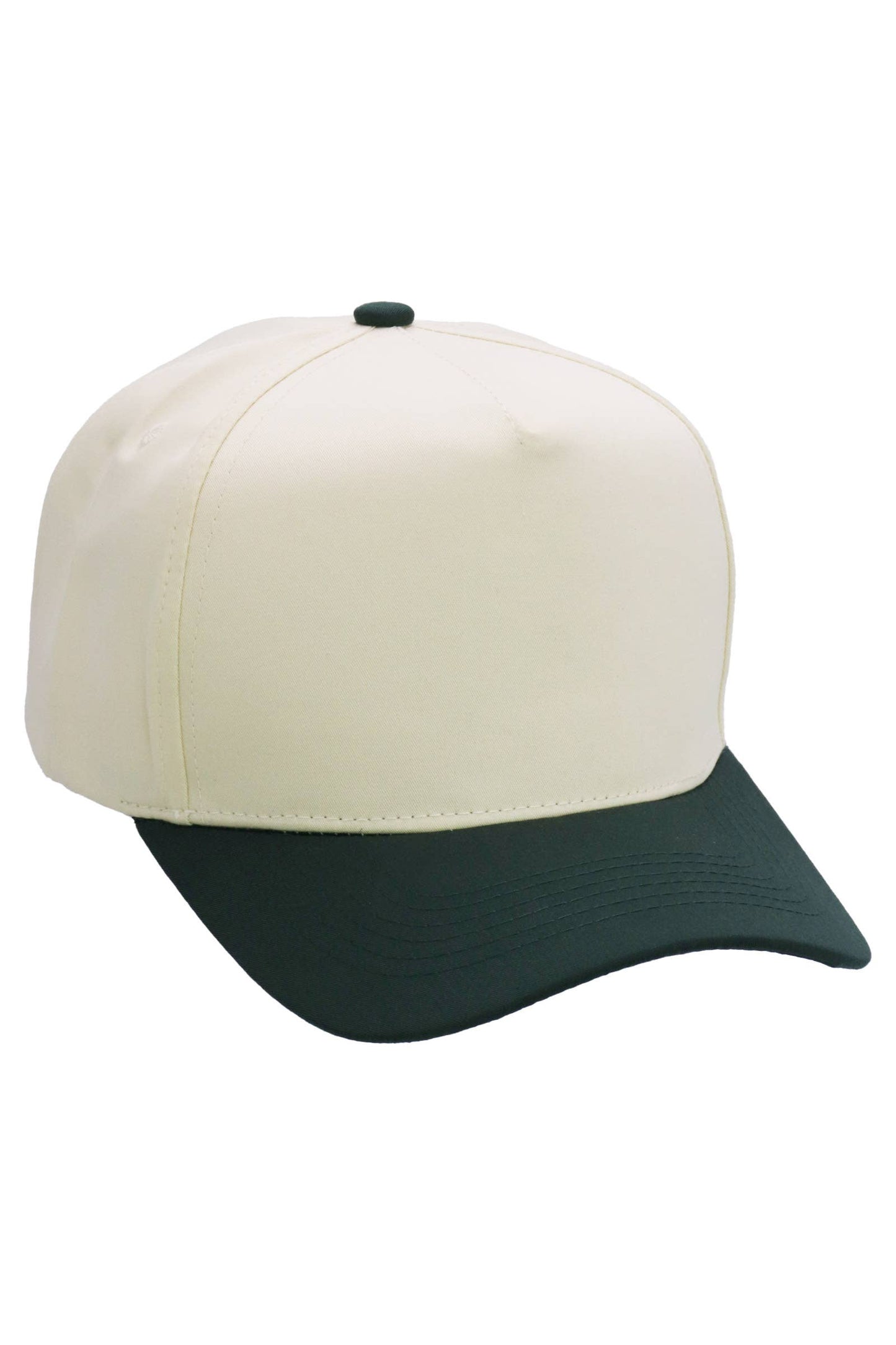 Two Tone Beige Upper Five Panel Baseball Cap