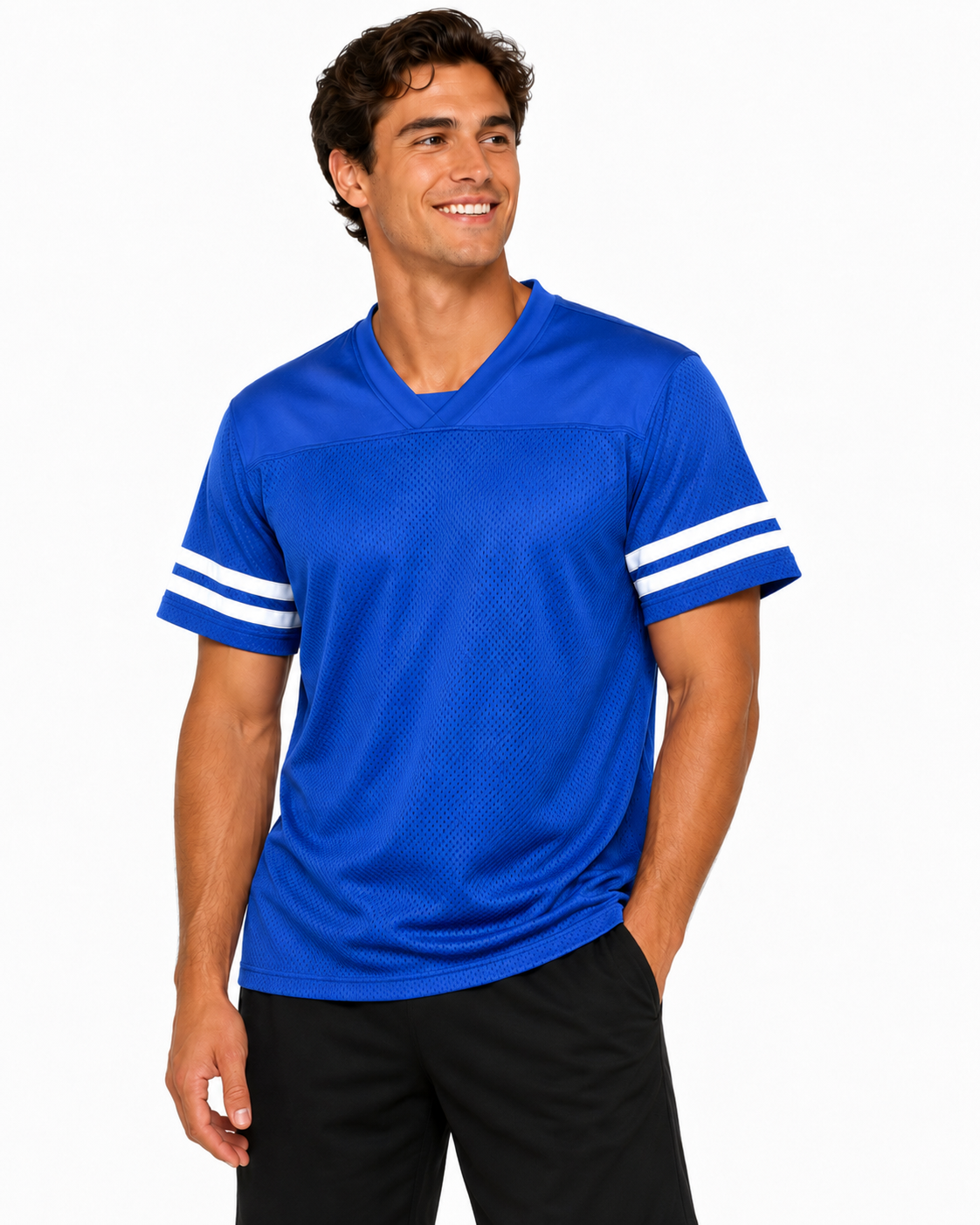 Wholesale Athletic Mesh Jersey T-Shirt | Blank V-Neck Footba