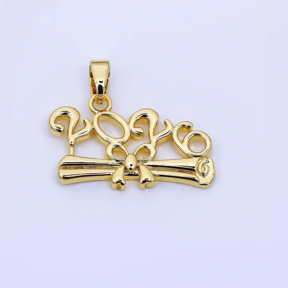 24K Gold Filled 13.5mm Year of 2026 Diploma Graduation Pendant | AA1562