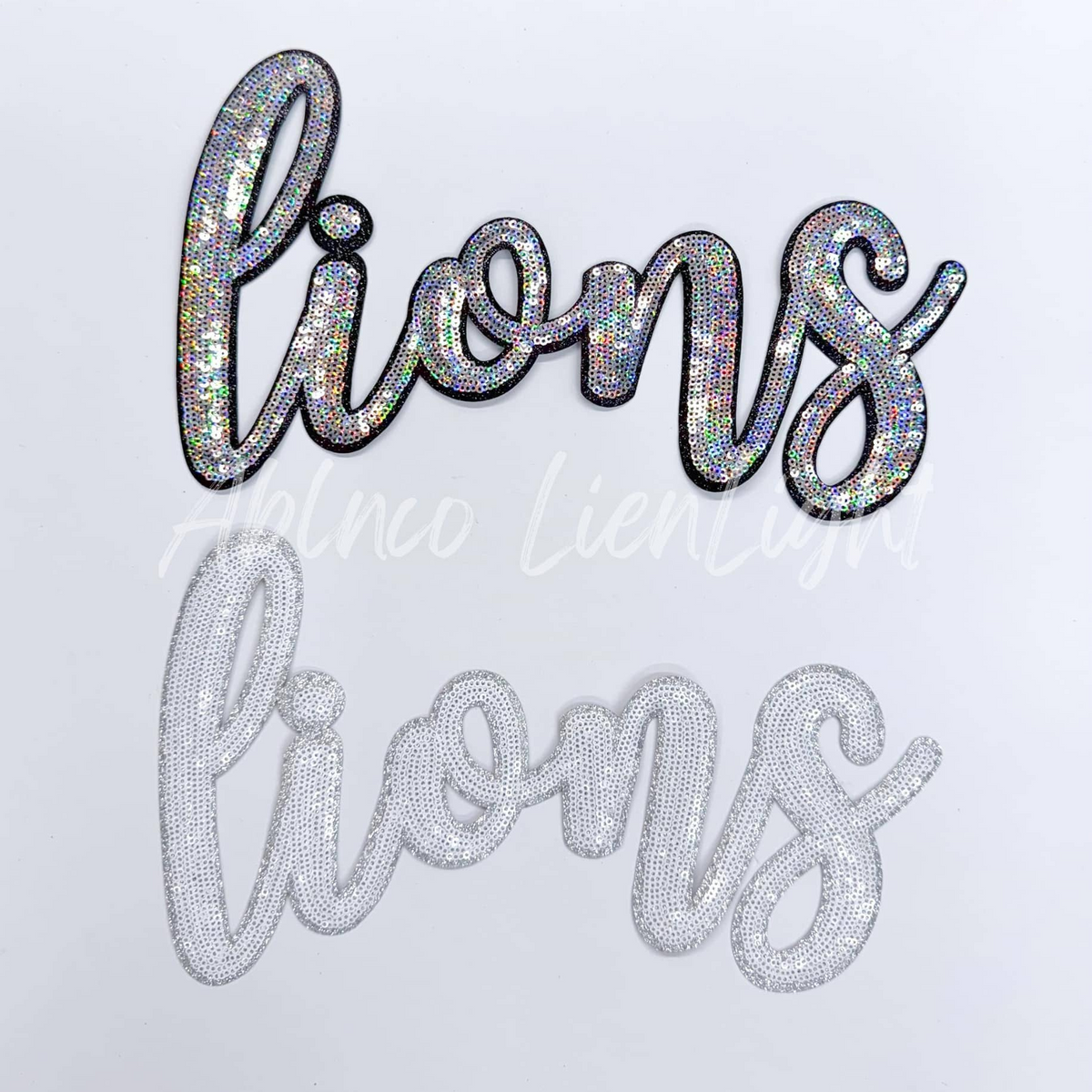 Lions Cursive Letter Mascot Gameday Sequins Patch  