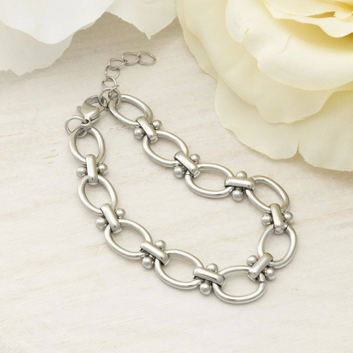 Stainles Steel Round and Bead Chain Bracelet