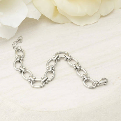 Stainles Steel Round and Bead Chain Bracelet