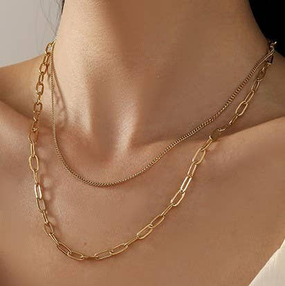 Titanium Steel Non-Tarnish Layered Chain Necklace | 40NK331
