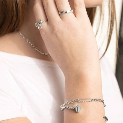 Gold Stainless Steel Long Paperclip Textured Chain Bracelet