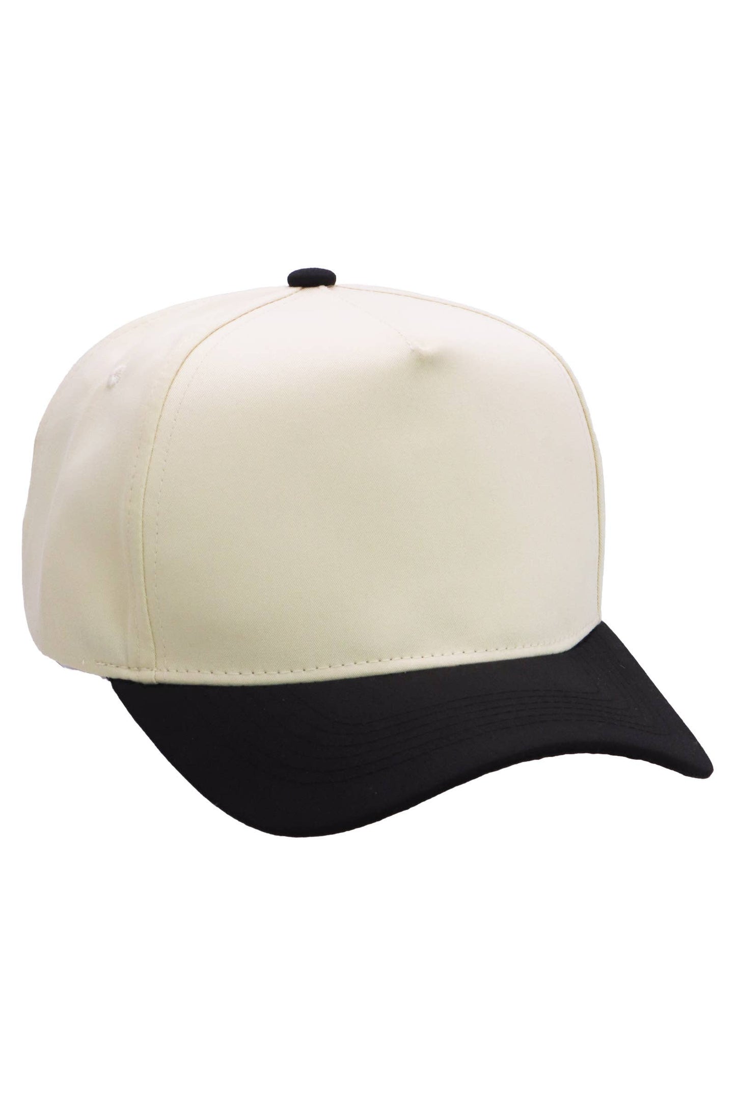 Two Tone Beige Upper Five Panel Baseball Cap