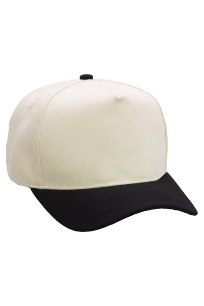 Two Tone Beige Upper Five Panel Baseball Cap