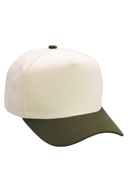 Two Tone Beige Upper Five Panel Baseball Cap