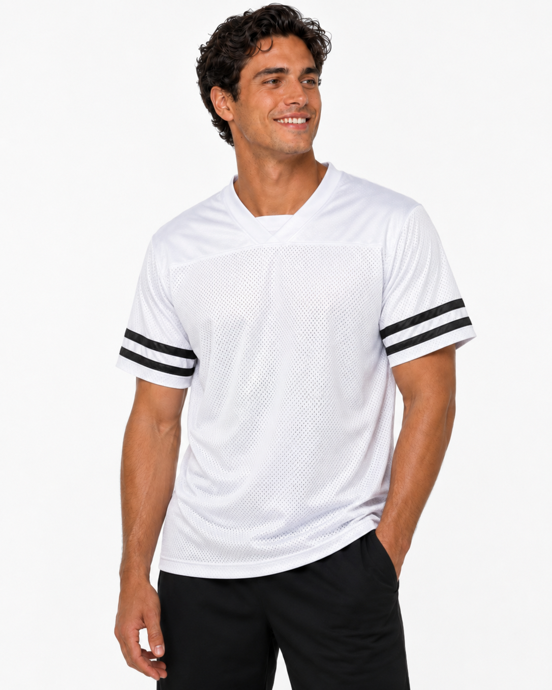 Wholesale Athletic Mesh Jersey T-Shirt | Blank V-Neck Footba