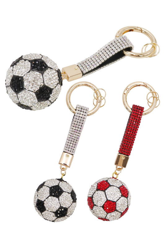 Soccer Ball Bling Crystal Rhinestone Key Ring