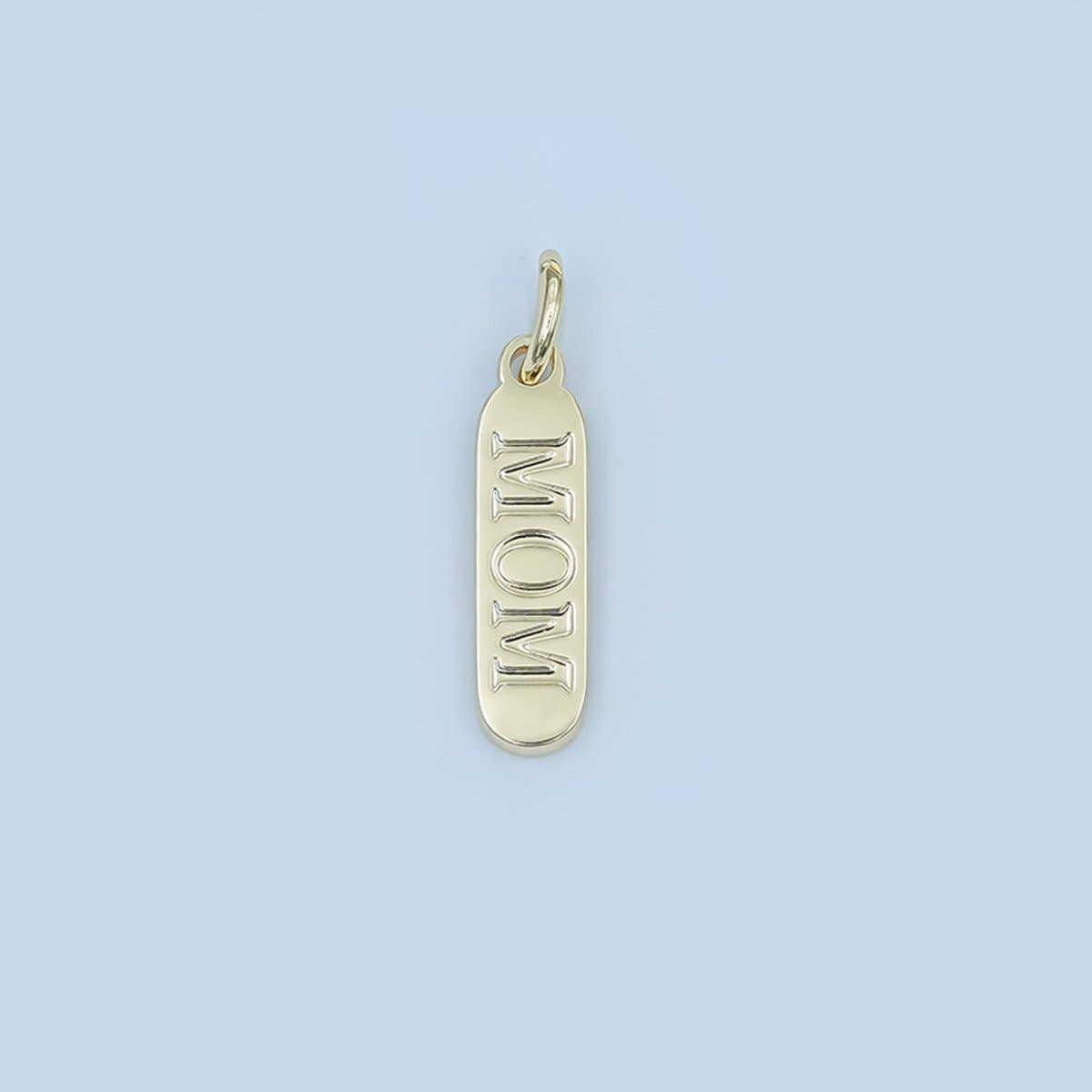 Stainless Steel "MOM" Script Tag Mini Charm | P953