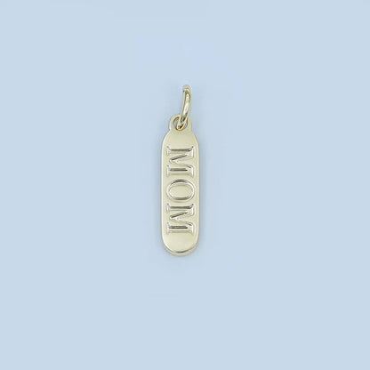 Stainless Steel "MOM" Script Tag Mini Charm | P953