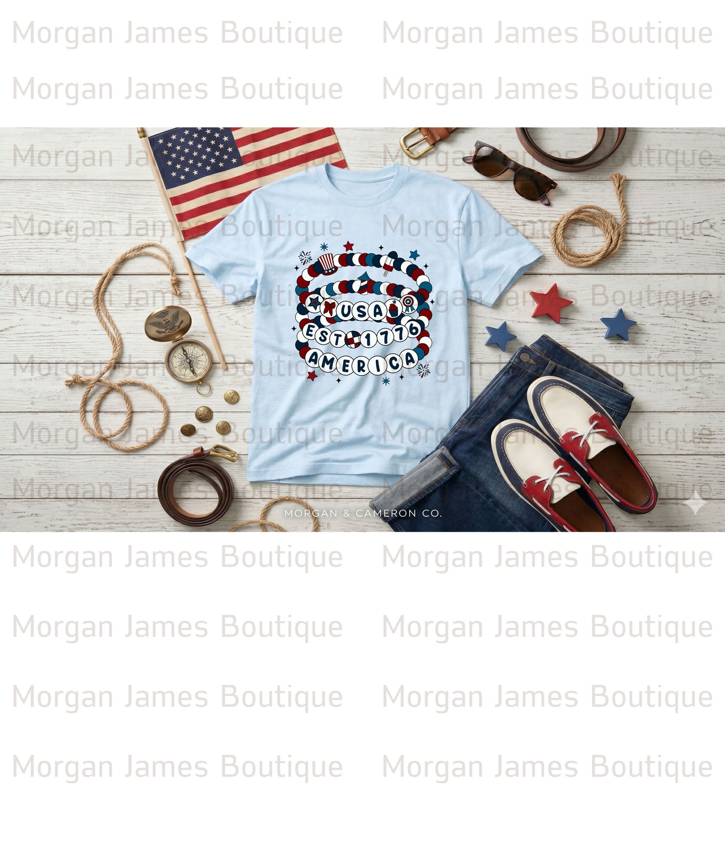 Retro Americana Beaded Ring Graphic Tee