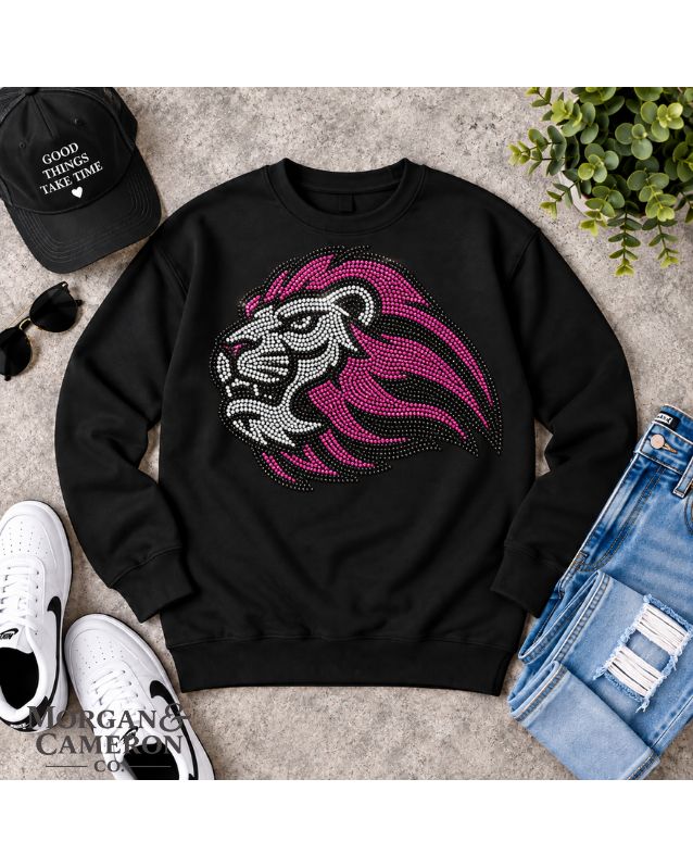 Pink Rhinestone Lion Crewneck 🦁💗✨