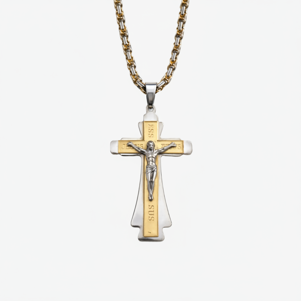 Two-Tone Crucifix Necklace – Faith Collection