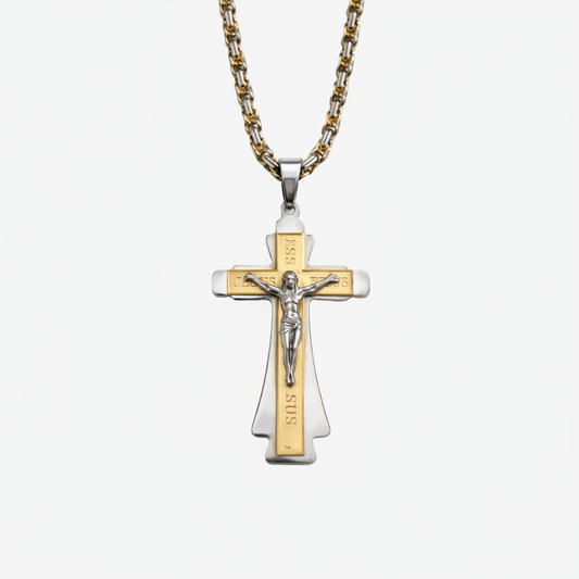 Two-Tone Crucifix Necklace – Faith Collection