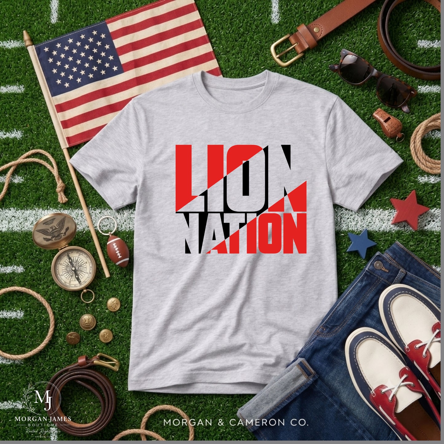 Lion Nation Split Color Tee | Kerman Lions Spirit Shirt