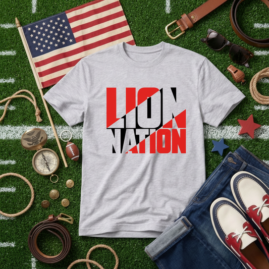 Lion Nation Split Color Tee | Kerman Lions Spirit Shirt