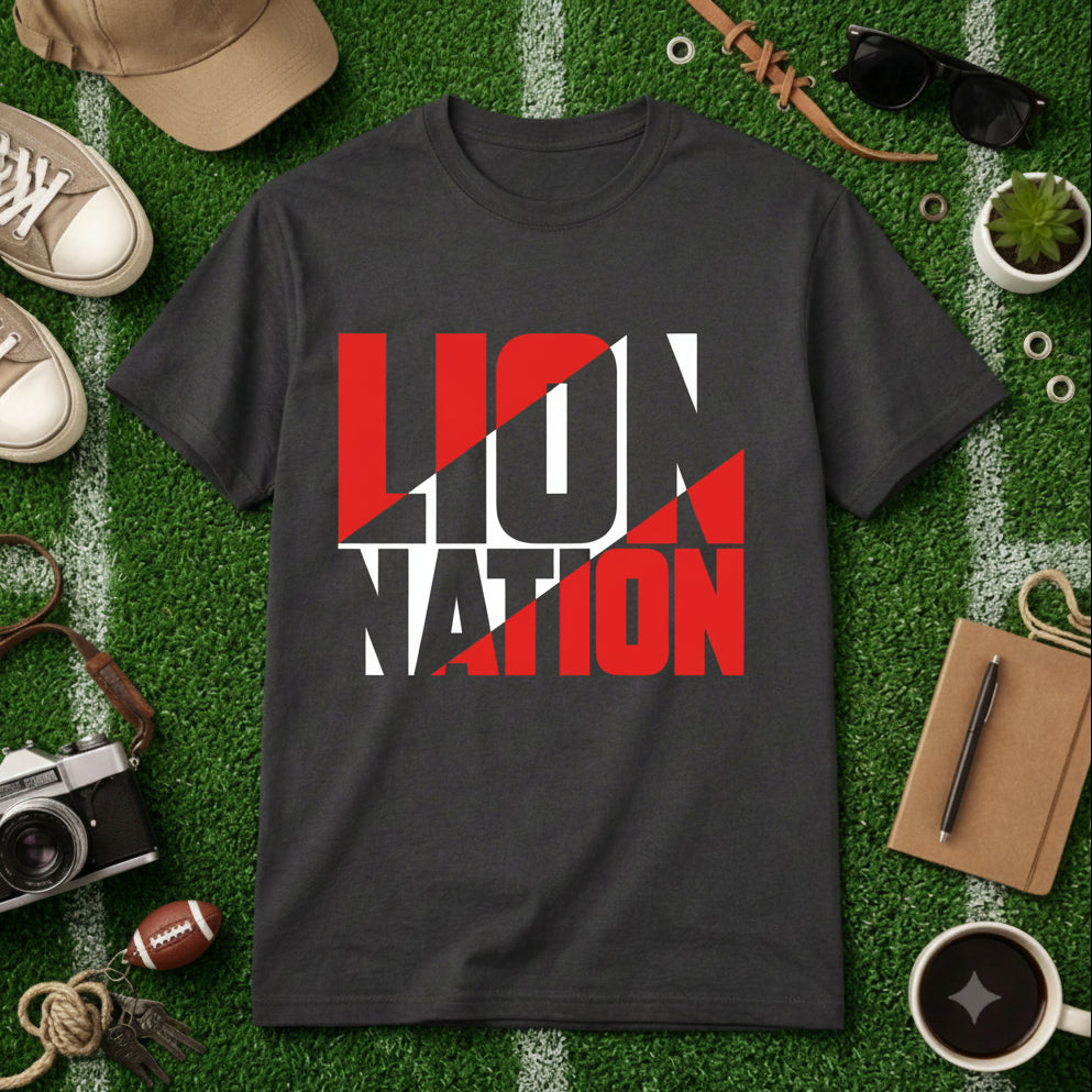 Lion Nation Split Color Tee | Kerman Lions Spirit Shirt (Charcoal)