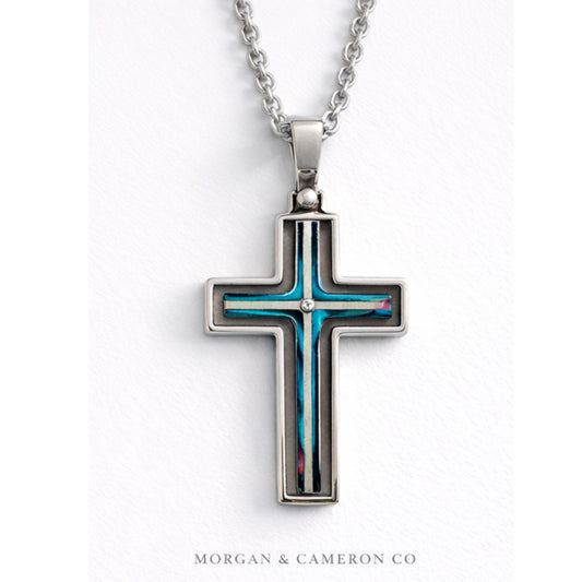 Desert Faith Cross Necklace – Turquoise Inlay