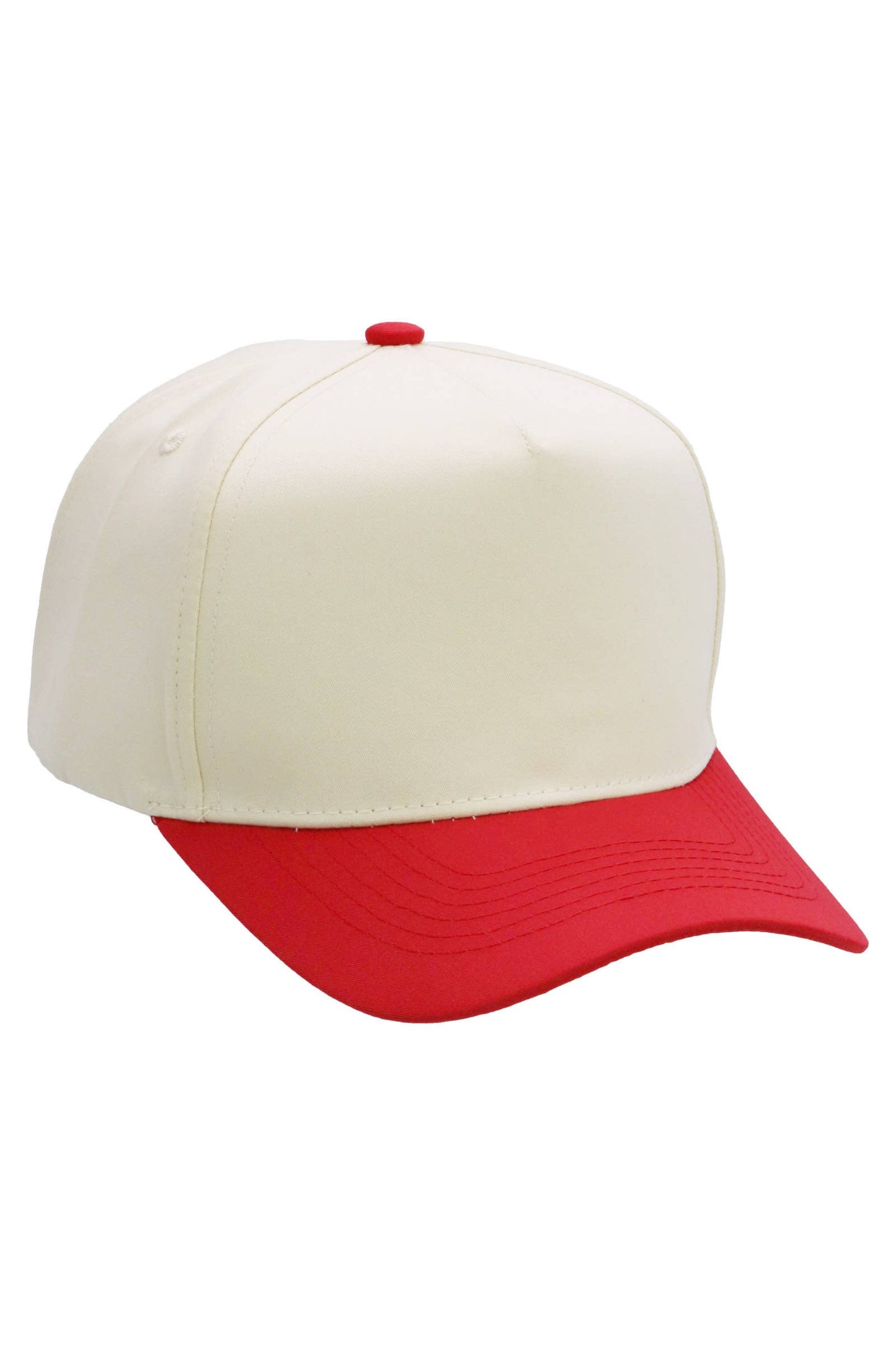 Two Tone Beige Upper Five Panel Baseball Cap